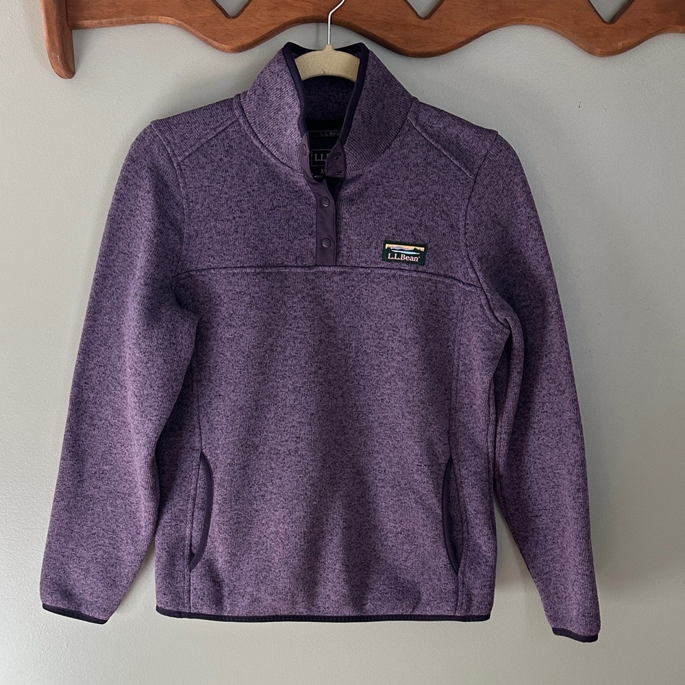 L.L. Bean Heathered Purple Sweater Fleece Pullover XS